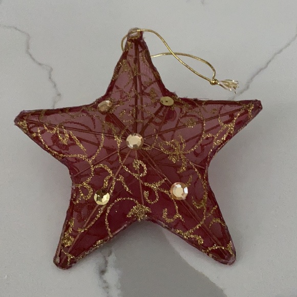 Set of 5 Burgundy and Gold Ornaments - Picture 2 of 5